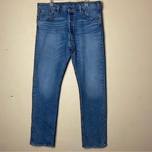 Levi's 501 Jeans Mens 38/34L Blue Denim Straight Button Fly Casual Pants Bottoms